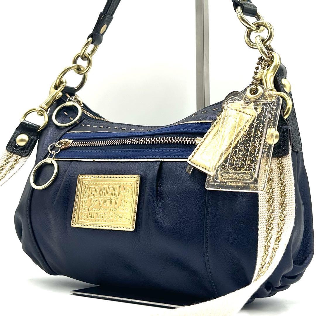 Coach Navy Lounge 2-Way Handbag with Accessory Pouch  