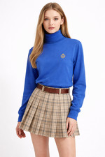 Lauren Ralph Lauren Vintage Turtleneck Women  s M Blue Crest Logo 90s Preppy