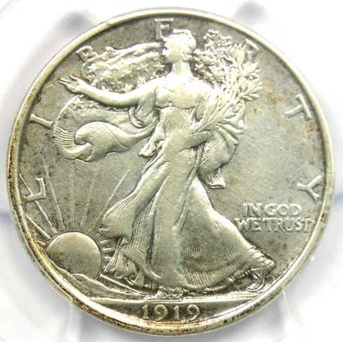 1919-D Walking Liberty Half Dollar 50C - Certified PCGS XF Detail EF - Rare Date