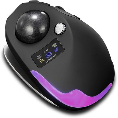 Professional Wireless Trackball Mouse w/ Displa y - 2.4GHz - 8 Program Buttons -