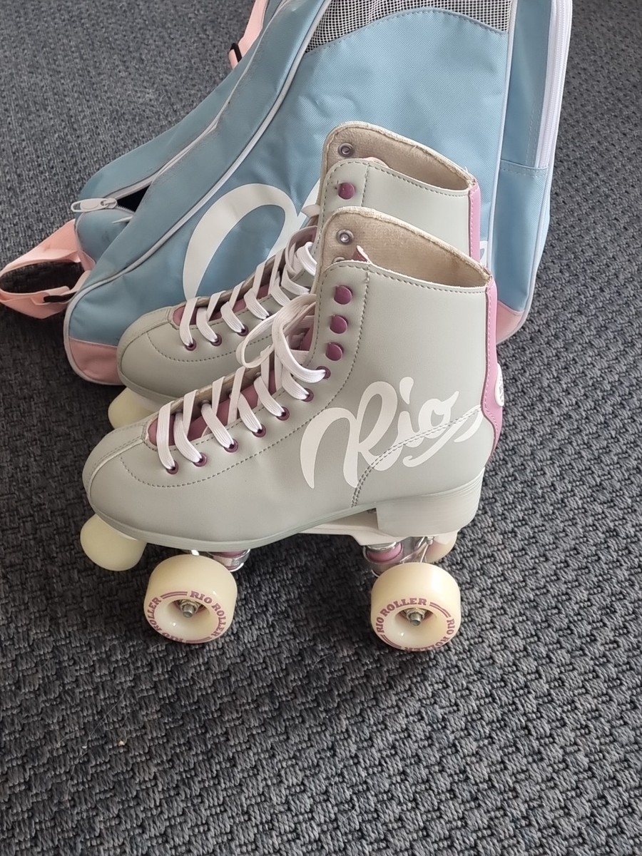Rio Roller Script Quad Roller Skates Grey/Purple With Bag UK