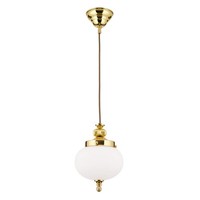 Pendelleuchte Glas Messing E27 Rund Ø 18 Cm H: 98 Cm Jugendstil