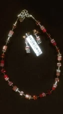 Coeur De Lion New Pink And White Australian Crystal Necklace And Bracelet Set