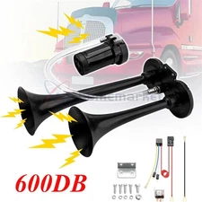 Super Loud Train Electric Air Horn 600DB Dual Trumpets Car Truck Boat Speaker US
