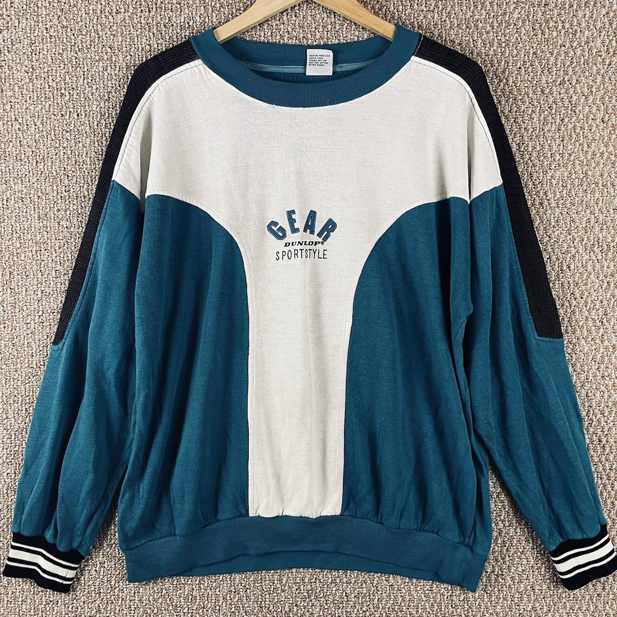 Vintage Dunlop Shirt XL Tennis Colorblock SpellOut Retro 