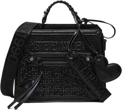 Steve Madden Evelyn RARE Black Rhinestone Encrusted Small Satchel Shoulder Bag
