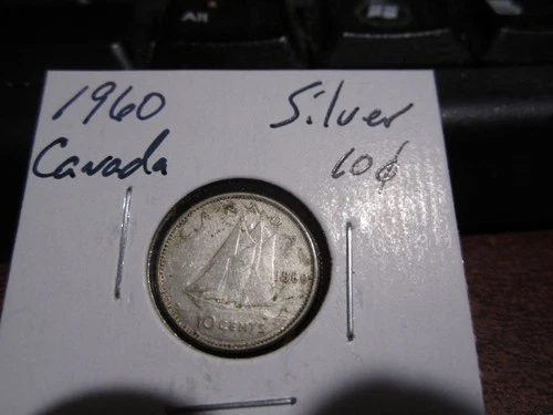 Canada 1960 -  10 Cent Dime Canadian Coin - 80% Silver - ASW 0.06 Oz