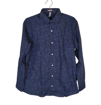 New ARTEFACT XL Night Sky Floral Slim Long Sleeve Button Front Shirt Men
