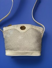 Vintage WHITING DAVIS METAL MESH Cream White SHOULDER BAG STRAP