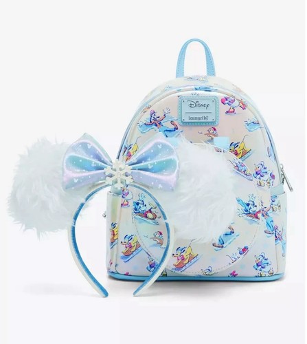 NWT Loungefly Disney Mickey Minnie Mouse & Friends Winter Mini Backpack Headband - Picture 5 of 5