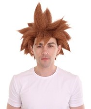 HPO Adult Men's Keyblade Warrior Video Game Brown Spiky Wig, HM-1488