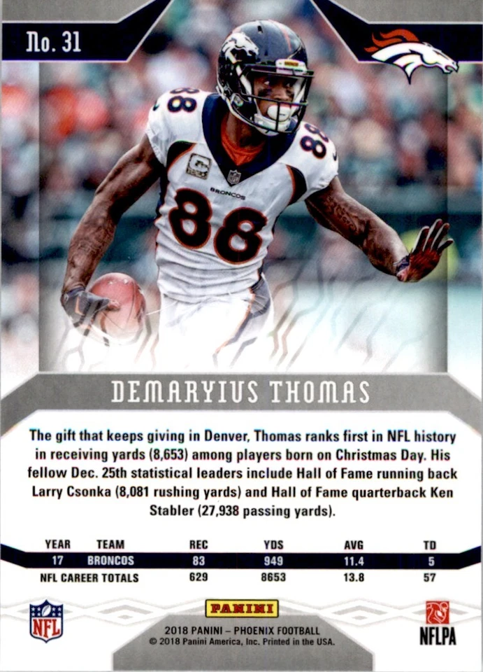 2018 Panini Phoenix Demaryius Thomas #31 - Image 2 of 2