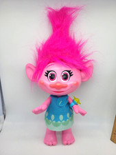 2015 Hasbro B6568 14" Tall W/ Hair Talking Poppy Troll Doll Works Trolls