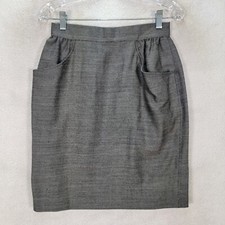 Vtg Ungaro Parallele Paris Charcoal Tweed Pocket Pencil Mini Women Skirt Size 10