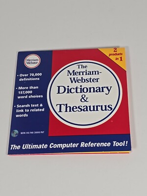 Merriam Webster Dictionary And Thesaurus PC CD-ROM Computer Reference Tool