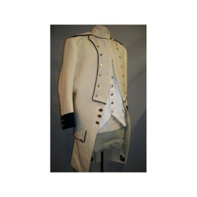 New Saintonge 1777th French Regt Off White wool Frock Lapel Style Custom Coat