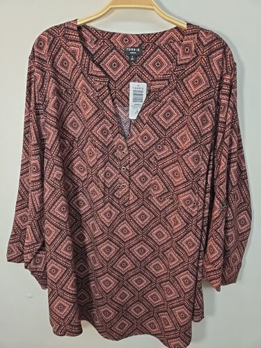 NWT Torrid Harper Womens Plus Size 3 Roll Tab Sleeve V Neck Pocket