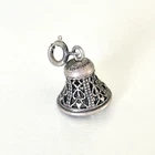 Vintage 925 Sterling Silver Articulated Movable Ringing Bell Charm Pendant