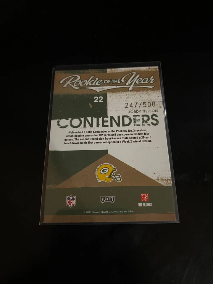 Jordy Nelson 2008 Panini Contenders Playoff /500 RC Packers 22 - Image 2 of 2