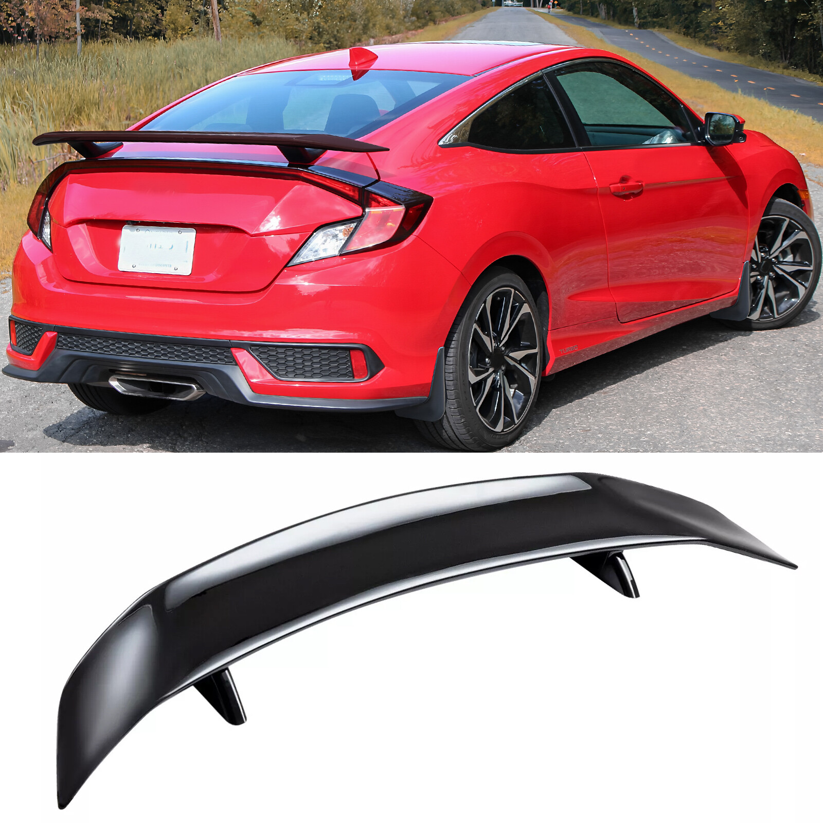 46" GT Style Gloss Black Racing Rear Trunk Spoiler Wing For Honda Civic 10TH Gen