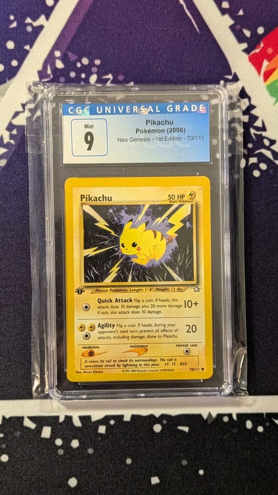 Pokémon TCG - PIKACHU - 1ST EDITION - 70/111 - NEO GENESIS (2000) - CGC 9 (MINT)