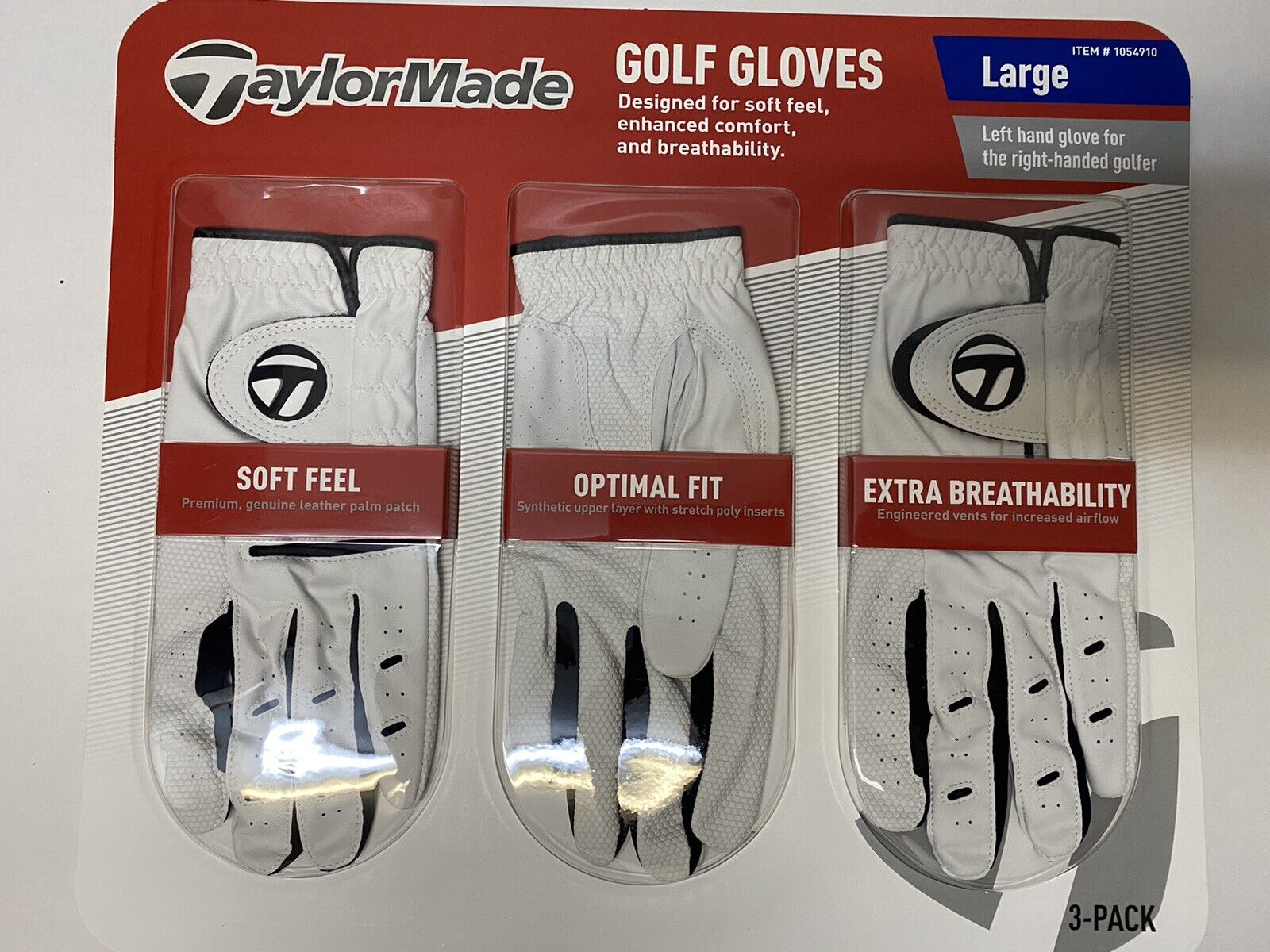 25% OFF TaylorMade golf gloves Sale item 3 pack- New hand package glove in Ch Left
