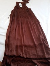 Mango Ladies Dress.  Brown. Maxi. High Neck. Bow.  Size Small