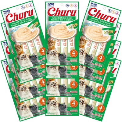 INABA Churu Tuna with Chicken Recipe Lickable Creamy Purée Cat Treats 48 Tubes
