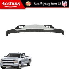 Front Bumper Valance + Chrome Skid Plate Fit For Silverado 1500 2016-2018