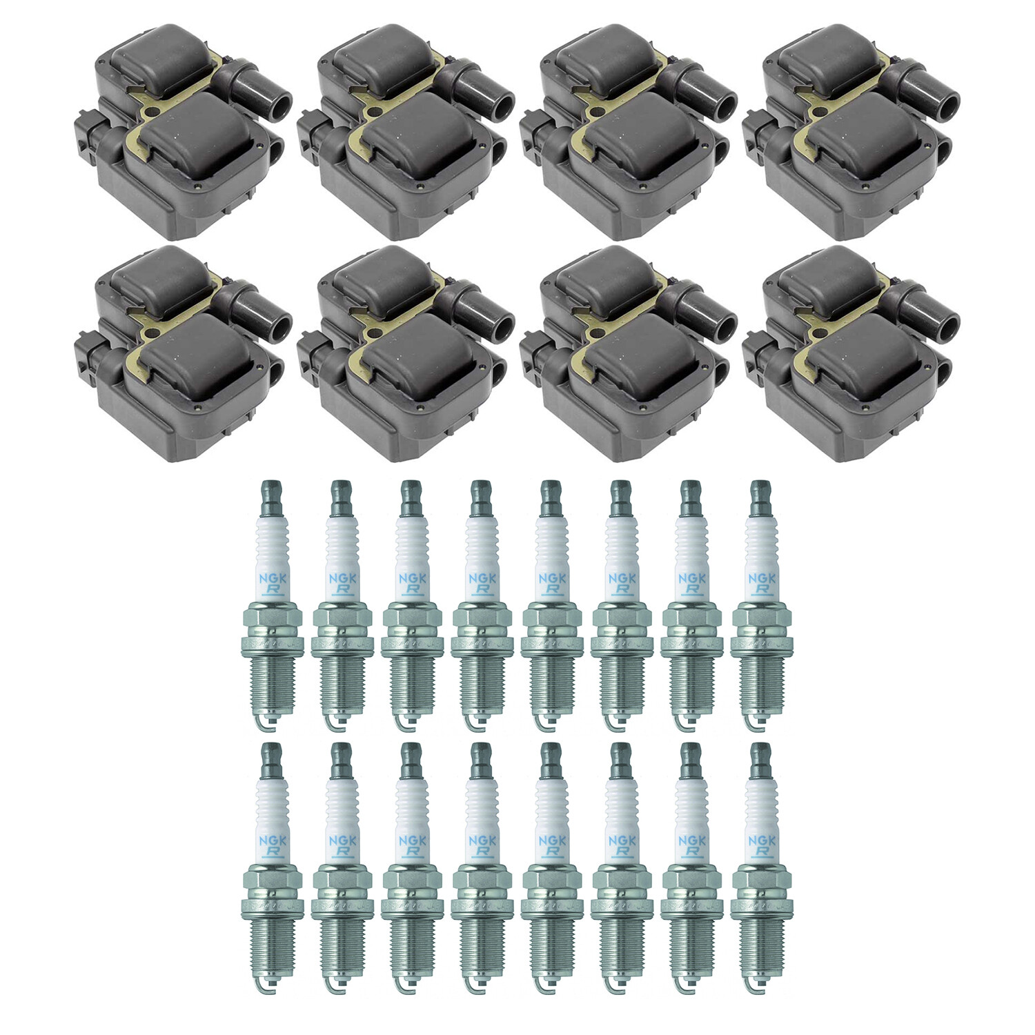 Bosch 8 Ignition Coil NGK 16 Standard Spark Plug Kit For W202 C215 C208 W210 V8