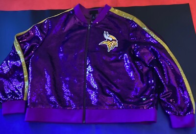NEW WILD COLLECTIVE NFL Minnesota Vikings Womens Sequin Jacket Size XL MSRP $160