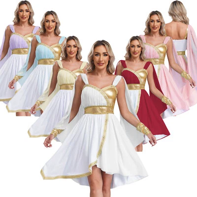 MARKENLOS DE Damen Griechische Göttin Kostüm Cleopatra Antike Göttin Toga Kleider Kostüm