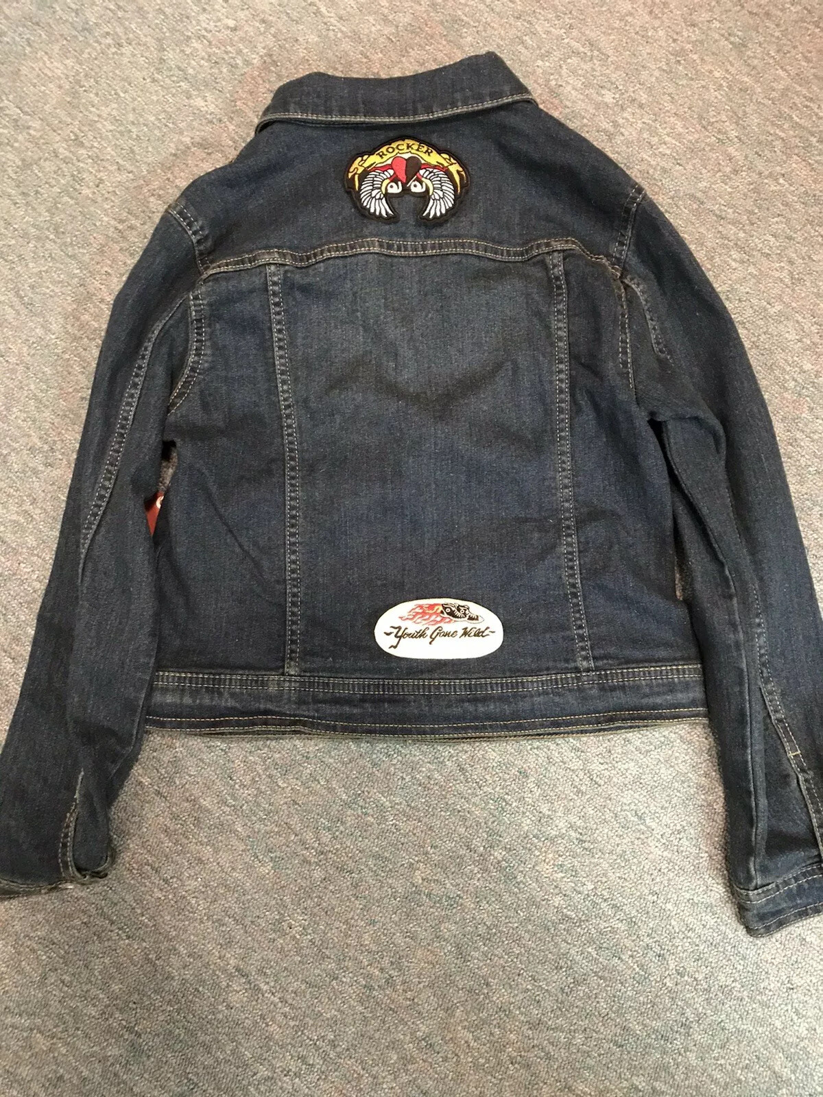 FILA Giacca jeans Demin con toppe bambini M dondolo Guns N Roses Skid Row Ozzy Crue