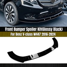 Car Front Bumper Spoiler Lip Splitter For Benz V Class W447 2016-24 Gloss Black