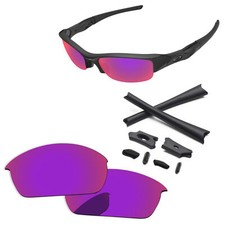 Lenslog Purple Red Mirror Polarized Replacement Lenses for-Oakley Flak Jacket