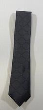 Perry Ellis Men  s Black Burr Grid Design Wear To Work Business Neck Tie