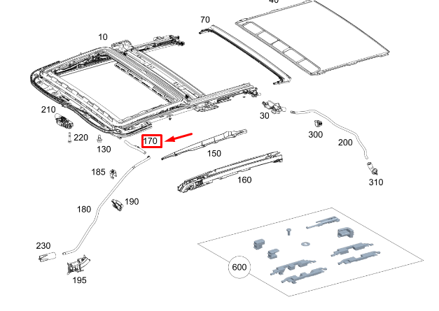 MERCEDES-BENZ GLE W167 Schiebedach-Schlauchleitung A1676309400
