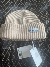 GANNI Rib Knit Beanie Grey Brand New
