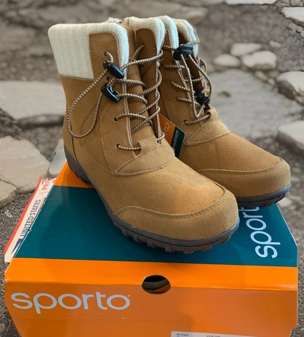 Sporto® Boho Ankle Boot Womens Suede Zip/Lace-Up Camel 8 1/2M Water Resistant