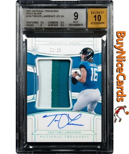 2021 Trevor Lawrence Panini National Treasures Silver Auto SP RC /25 BGS 9 / 10