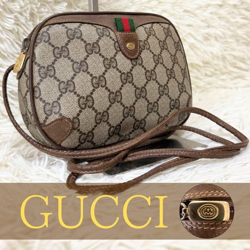 Vintage GUCCI Shoulder Bag GG Sherry Line Leather Brown From Japan