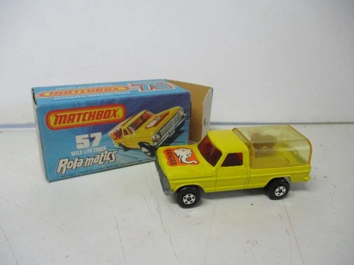 Matchbox Lesney Superfast SF57 Wildlife Truck- yellow body, "Ranger", boxed