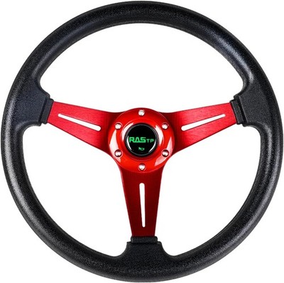 RASTP Universal Racing Steering Wheel 13.8 /350mm 6 Bolts Grip Vinyl Leather &