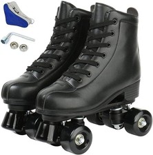 PU Leather Roller Skates for and Men - Adjustable Four-Wheel Premium Skates f...