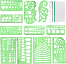 12Pcs Geometric Stencils,Drawing Tools Drafting Templates,Circle Shape Stenci...