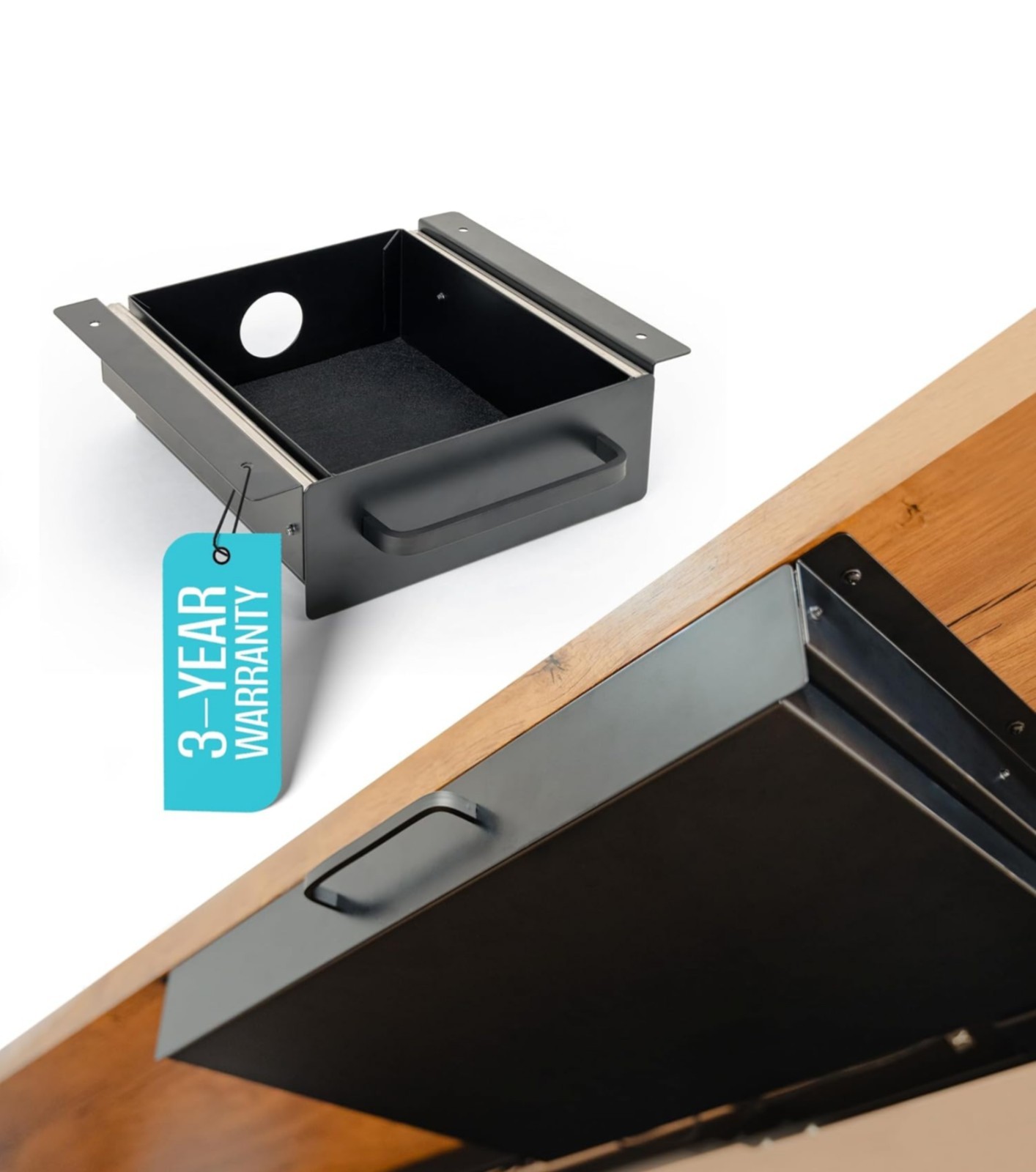 Under Desk Drawer Slide Out Attachment - Carbon Steel Underm