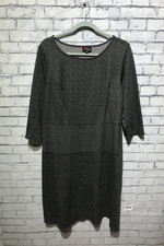 JM Studio, Women 18W (XL), Black/Gray 3/4 Sleeve Stretch Knit Pullover Dress