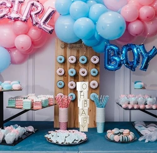 Bloques de letras de madera Oh Baby, bloques decorativos de 2,4 pulgadas para fiesta de revelación de género Foto 3 de 3