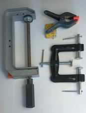 3 Clamps 1980s Korean 3 Edge 1990s Wolfcraft Quick Release C clamp Spring Clamp