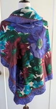 Vintage 90's Casual Corner 100 Silk Scarf Square 34" Rolled Hem Elegant Floral